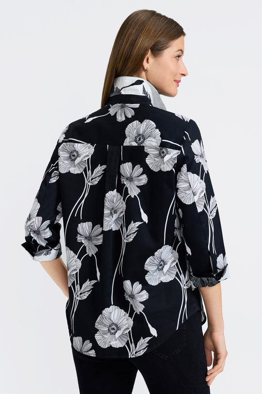 203723 - Margie 3/4 Poppy Blouse-02-Tops/Blouses-Foxcroft-Krista Anne's Boutique, Women's Fashion and Accessories Located in Oklahoma City, OK and Black Mountain, NC