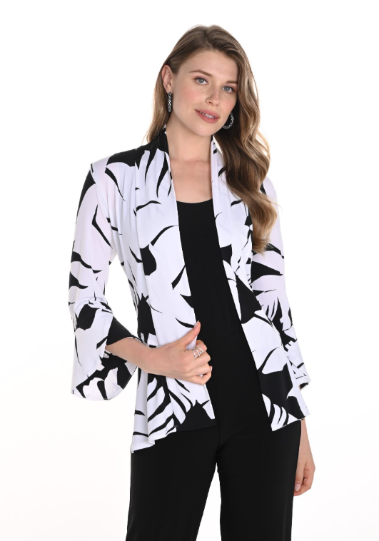 256135 - Palm Print Flutter Sleeve Jacket-01-Jackets/Blazers-Frank Lyman-Krista Anne's Boutique, Women's Fashion and Accessories Located in Oklahoma City, OK and Black Mountain, NC