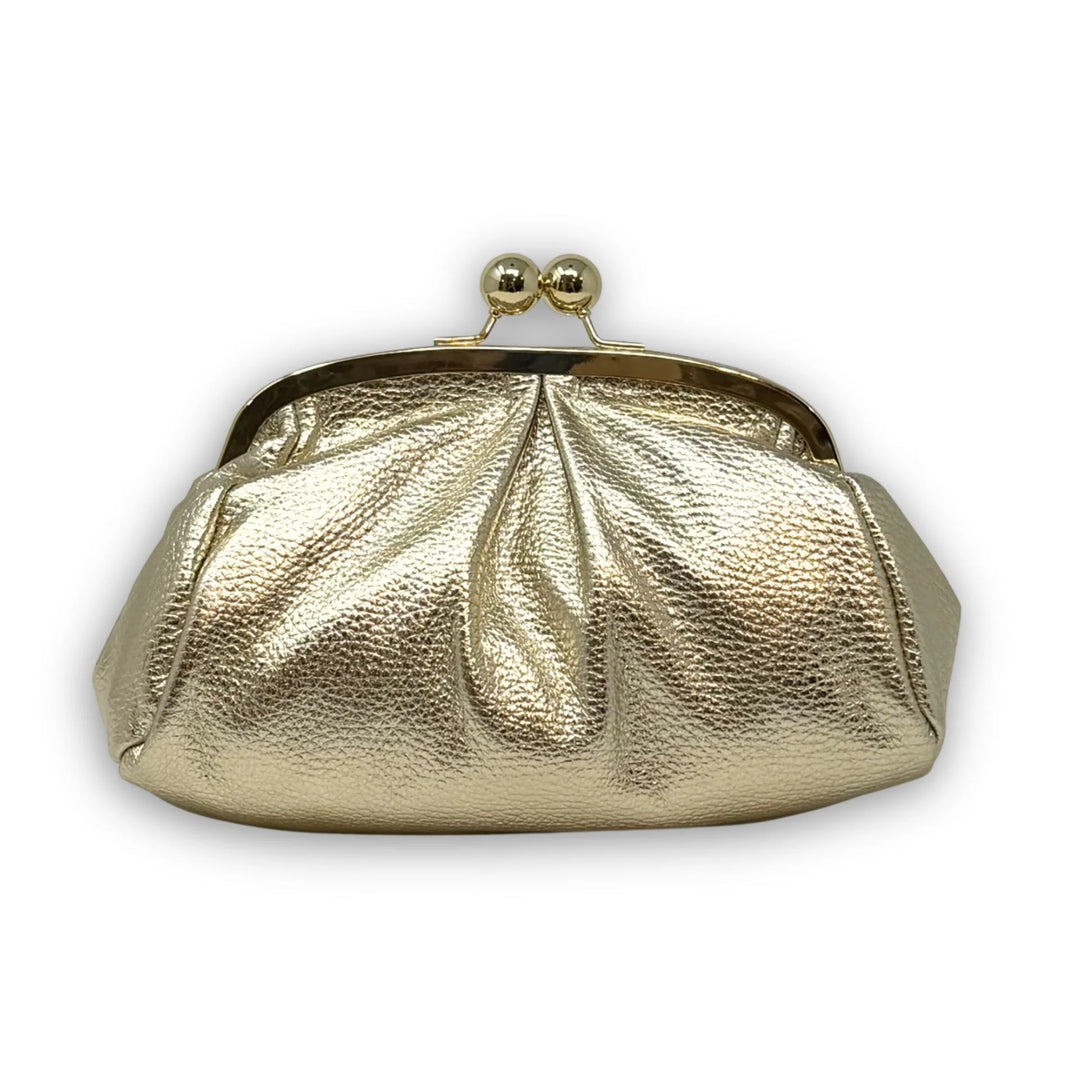 GF1012 - Lux Pleated Leather Kiss-Lock Handbag-09-Accessories-German Fuentes-Krista Anne's Boutique, Women's Fashion and Accessories Located in Oklahoma City, OK and Black Mountain, NC