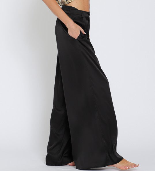 EPA61299K - Wide Leg Satin Pants-04-Bottoms-Aslan Rose-Krista Anne's Boutique, Women's Fashion and Accessories Located in Oklahoma City, OK and Black Mountain, NC