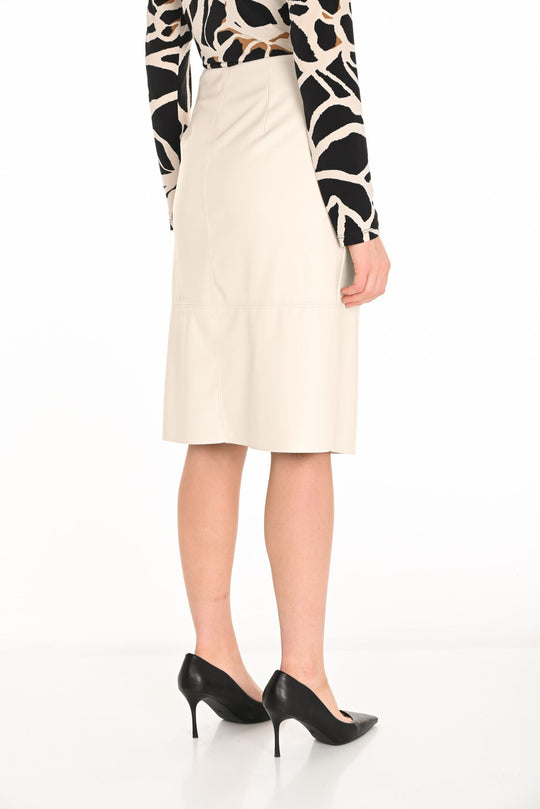 253405 - Faux Leather Midi Skirt-04-Bottoms-Frank Lyman-Krista Anne's Boutique, Women's Fashion and Accessories Located in Oklahoma City, OK and Black Mountain, NC