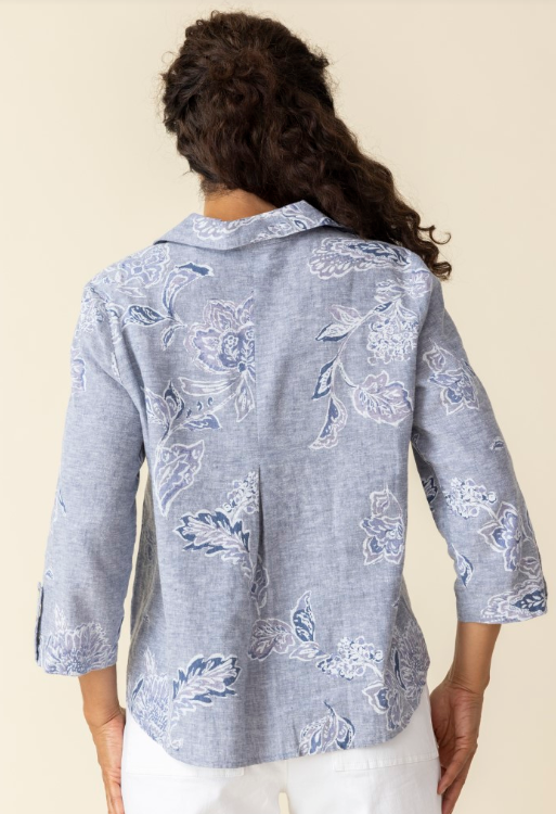 47536 - Linen Bloomer Retro Swing Shirt-02-Tops/Blouses-Habitat-Krista Anne's Boutique, Women's Fashion and Accessories Located in Oklahoma City, OK and Black Mountain, NC