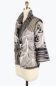 2407 - Flowers and Stripes Soutache Jacket-01-Jackets/Blazers-Damee-Krista Anne's Boutique, Women's Fashion and Accessories Located in Oklahoma City, OK and Black Mountain, NC