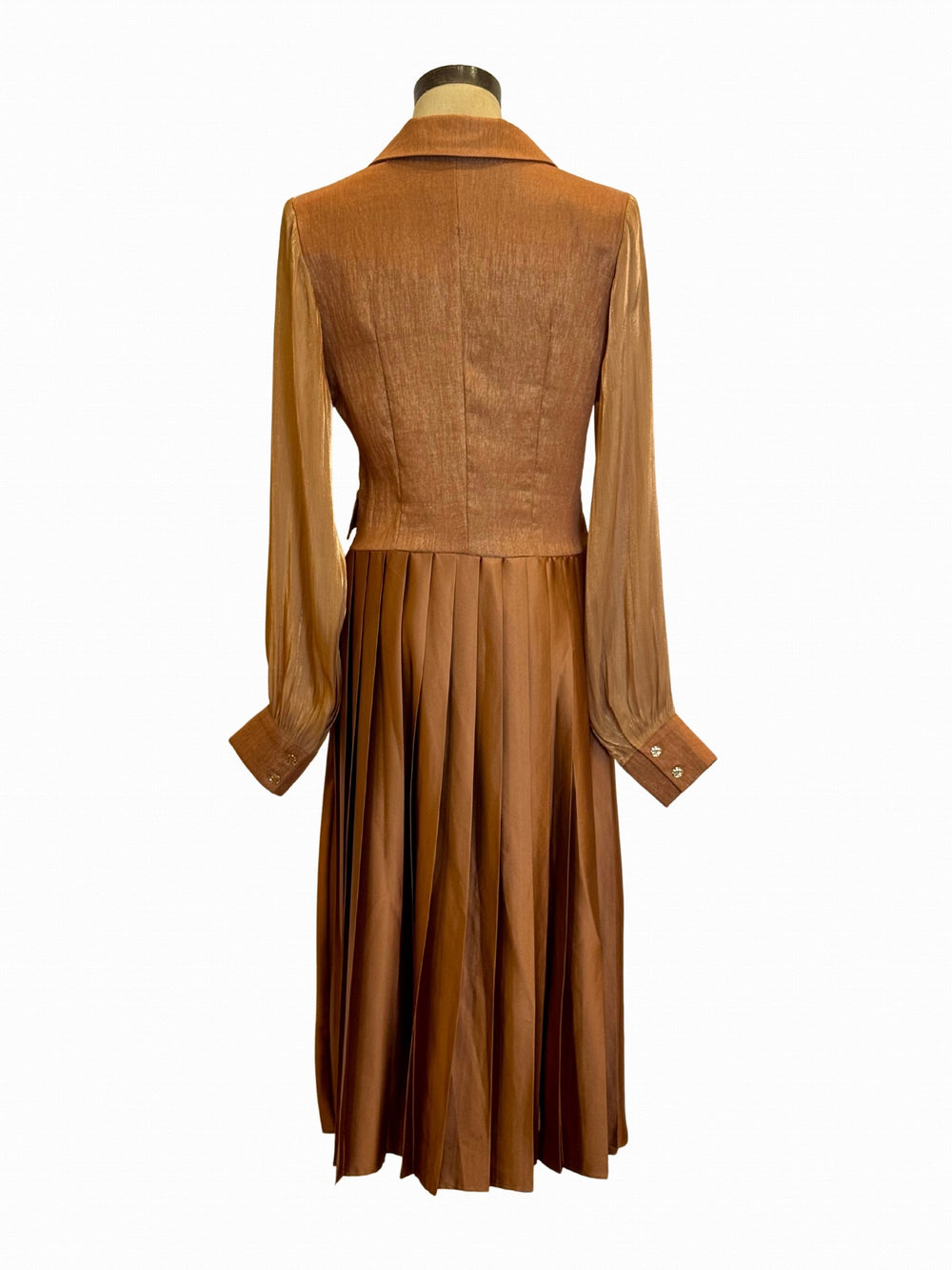BD-20196 - Chiffon Sleeve Dress w/ Peaked Collar-06-Dresses/Jumpsuits-Aslan Rose-Krista Anne's Boutique, Women's Fashion and Accessories Located in Oklahoma City, OK and Black Mountain, NC