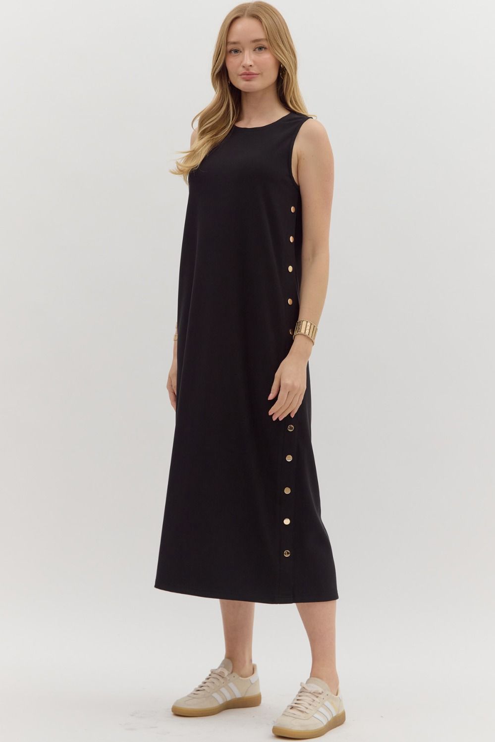 D26944 - Gold Accent Maxi Dress-06-Dresses/Jumpsuits-Aslan Rose-Krista Anne's Boutique, Women's Fashion and Accessories Located in Oklahoma City, OK and Black Mountain, NC