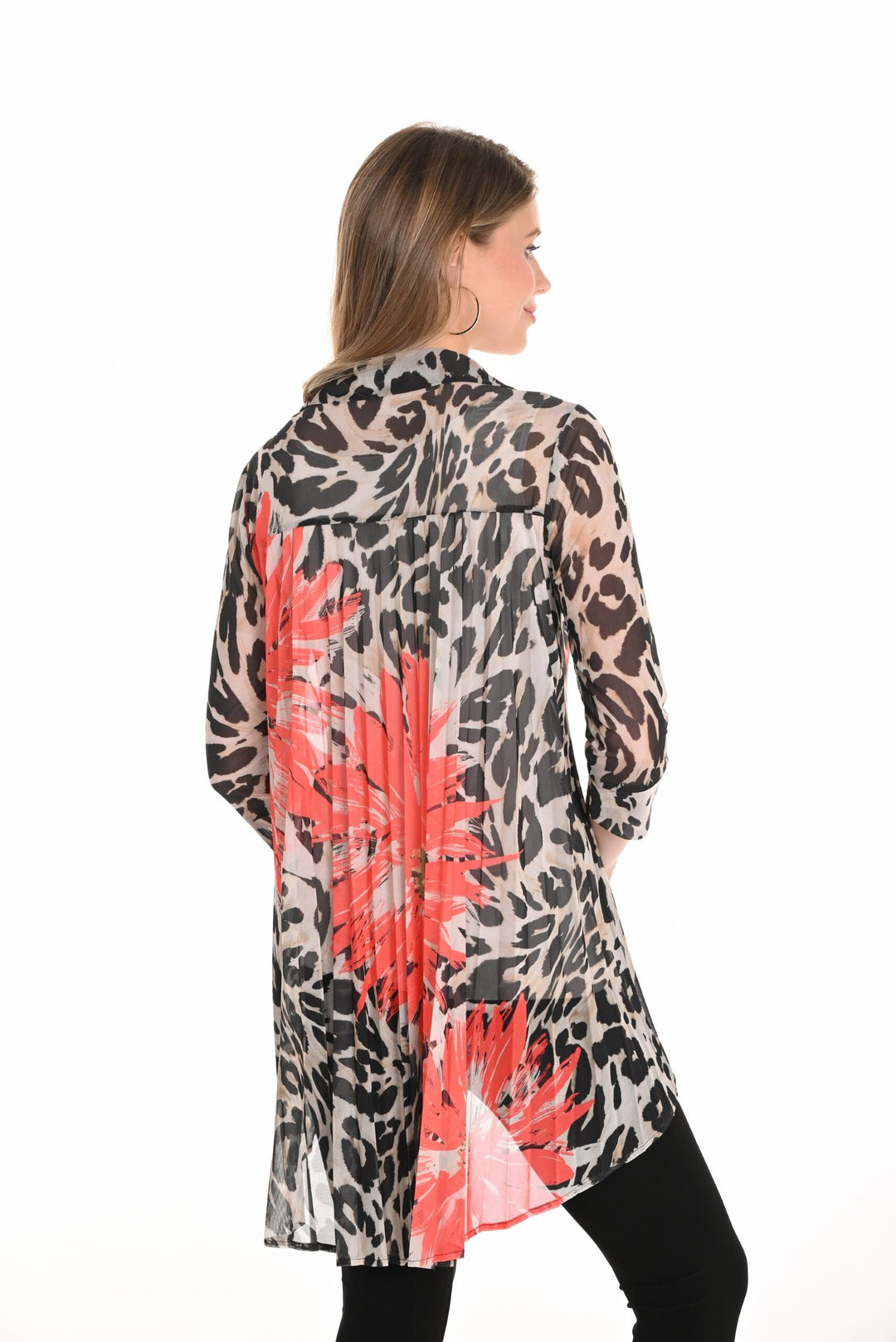 251401 - Pleated Back Button Down Tunic-02-Tops/Blouses-Frank Lyman-Krista Anne's Boutique, Women's Fashion and Accessories Located in Oklahoma City, OK and Black Mountain, NC