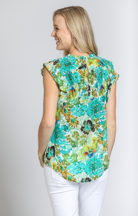 T52P/B-883D/NC - Flutter Shoulder Sleeveless Blouse-02-Tops/Blouses-Apny Apparel Inc-Krista Anne's Boutique, Women's Fashion and Accessories Located in Oklahoma City, OK and Black Mountain, NC