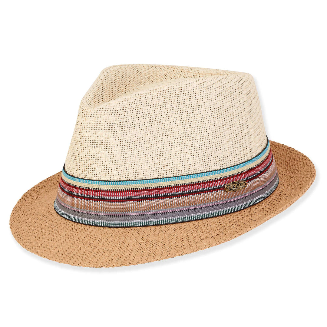 HTT1170 - Summer Stripe Fedora-09-Accessories-Sun 'N Sand-Krista Anne's Boutique, Women's Fashion and Accessories Located in Oklahoma City, OK and Black Mountain, NC