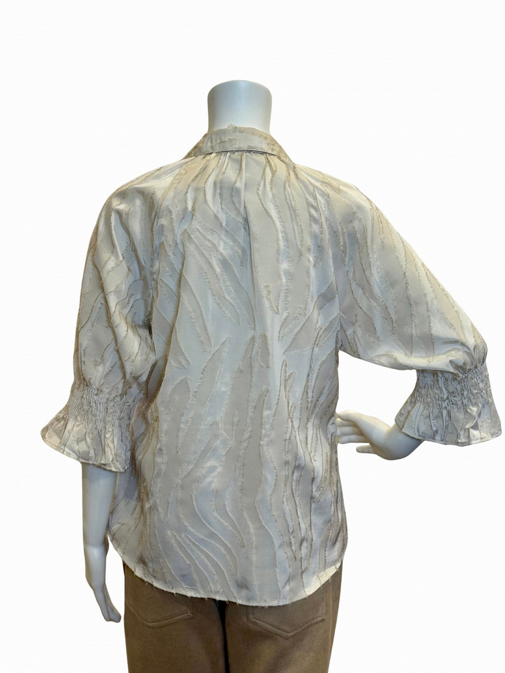 615419 - Satin Eyelash Fringe Blouse-02-Tops/Blouses-Boho Chic-Krista Anne's Boutique, Women's Fashion and Accessories Located in Oklahoma City, OK and Black Mountain, NC