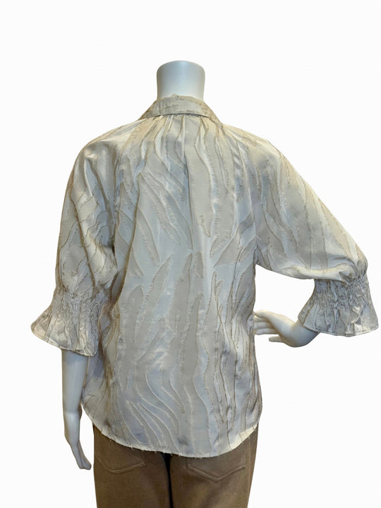 615419 - Satin Eyelash Fringe Blouse-02-Tops/Blouses-Boho Chic-Krista Anne's Boutique, Women's Fashion and Accessories Located in Oklahoma City, OK and Black Mountain, NC