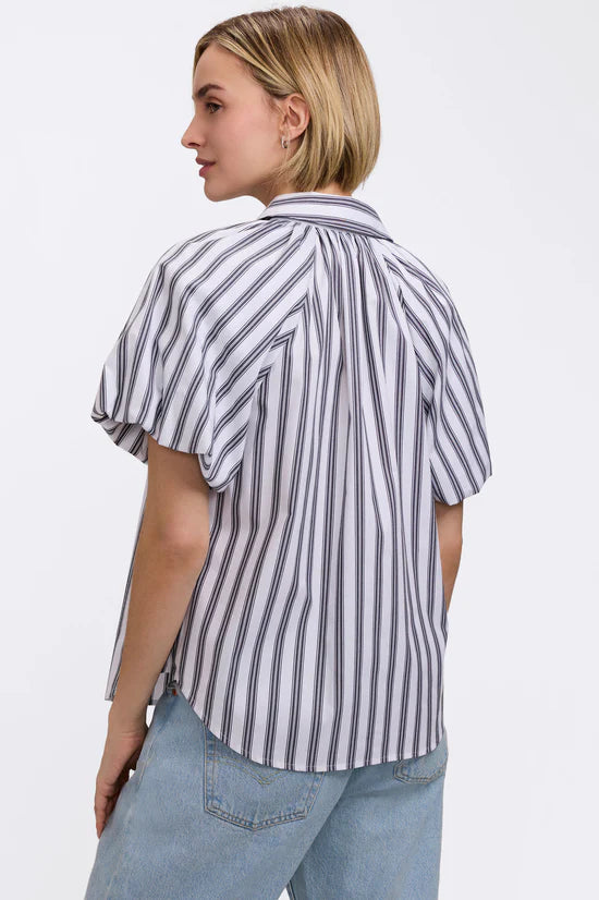 205588 - Paula Puff Sleeve Striped Top-02-Tops/Blouses-Foxcroft-Krista Anne's Boutique, Women's Fashion and Accessories Located in Oklahoma City, OK and Black Mountain, NC