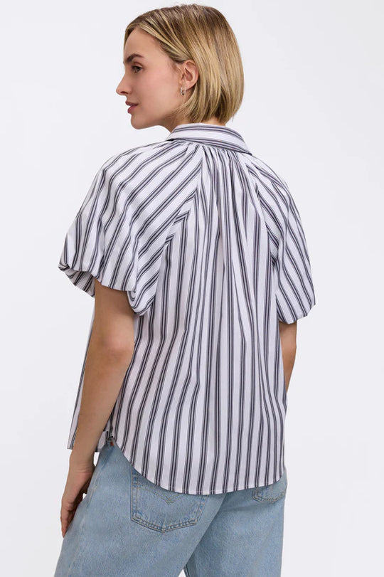 205588 - Paula Puff Sleeve Striped Top-02-Tops/Blouses-Foxcroft-Krista Anne's Boutique, Women's Fashion and Accessories Located in Oklahoma City, OK and Black Mountain, NC