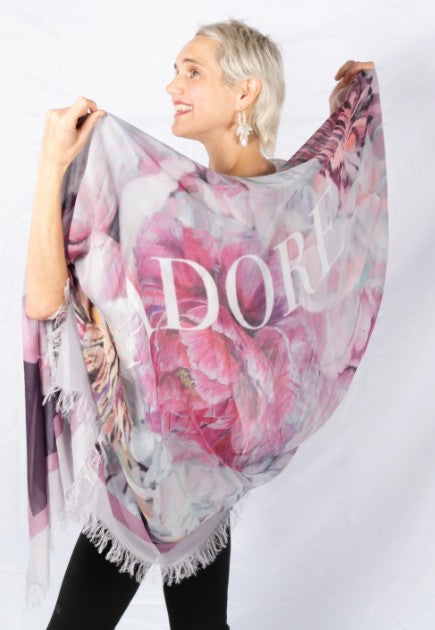 D-607 - "J'Adore" Silk Blend Scarf-08-Scarves/Wraps-Love's Pure Light-Krista Anne's Boutique, Women's Fashion and Accessories Located in Oklahoma City, OK and Black Mountain, NC