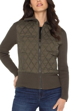LM1C26SW53 - L/S Zip Front Knit/Puffer Jacket-01-Jackets/Blazers-Liverpool-Krista Anne's Boutique, Women's Fashion and Accessories Located in Oklahoma City, OK and Black Mountain, NC
