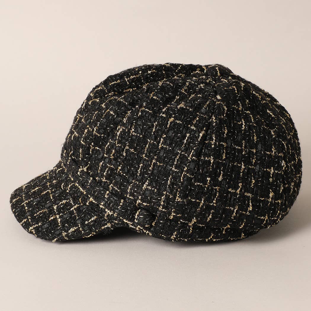 Tweed Plaid Cadet Newsboy Cabbie Cap Hat-09-Accessories-Fashion City-Krista Anne's Boutique, Women's Fashion and Accessories Located in Oklahoma City, OK and Black Mountain, NC