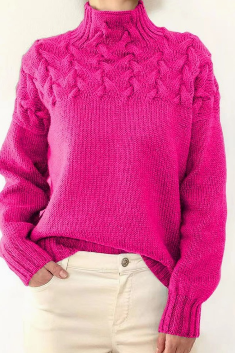 W20508466 - Woven Detail Mock Neck Sweater-05-Sweaters-Miss Sparkling-Krista Anne's Boutique, Women's Fashion and Accessories Located in Oklahoma City, OK and Black Mountain, NC