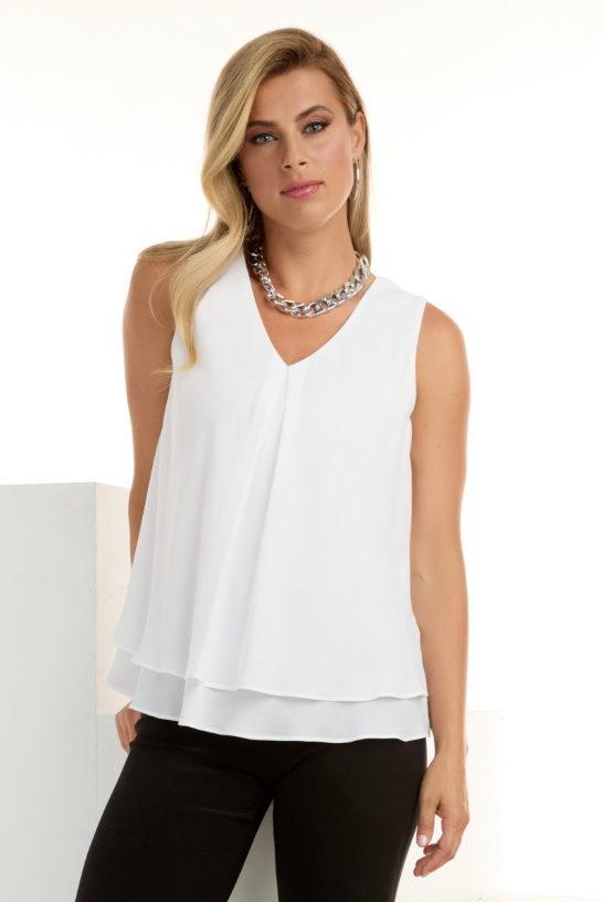 61175 - Double Layer V Neck Tank-03-Tees/Tanks-Frank Lyman-Krista Anne's Boutique, Women's Fashion and Accessories Located in Oklahoma City, OK and Black Mountain, NC