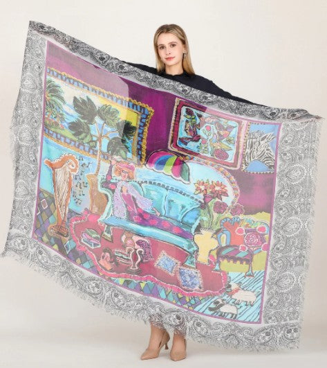 D-1015 - "Lydia Lover of Purple" Silk Blend Scarf-08-Scarves/Wraps-Love's Pure Light-Krista Anne's Boutique, Women's Fashion and Accessories Located in Oklahoma City, OK and Black Mountain, NC