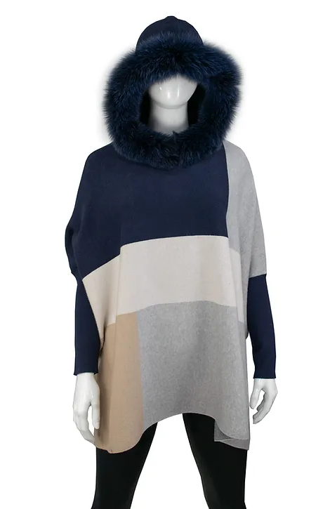 POYUW9 - Colorblock Hoodie w/ Fur Trimmed Hood-07-Coats/Outerwear-Mitchie's Matchings-Krista Anne's Boutique, Women's Fashion and Accessories Located in Oklahoma City, OK and Black Mountain, NC