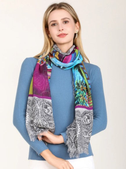 D-1015 - "Lydia Lover of Purple" Silk Blend Scarf-08-Scarves/Wraps-Love's Pure Light-Krista Anne's Boutique, Women's Fashion and Accessories Located in Oklahoma City, OK and Black Mountain, NC
