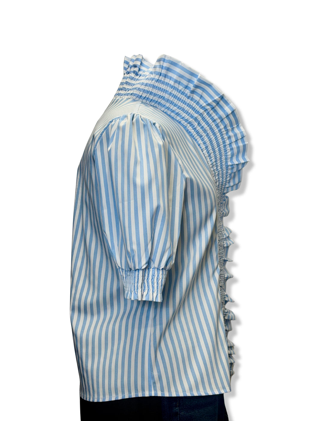 223024 - Striped Ruffle Collar Tee-02-Tops/Blouses-Boho Chic-Krista Anne's Boutique, Women's Fashion and Accessories Located in Oklahoma City, OK and Black Mountain, NC