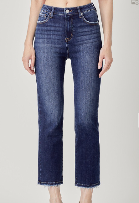 RDP5250 - High Rise Crop Straight Jeans-04-Bottoms-Risen Jeans-Krista Anne's Boutique, Women's Fashion and Accessories Located in Oklahoma City, OK and Black Mountain, NC