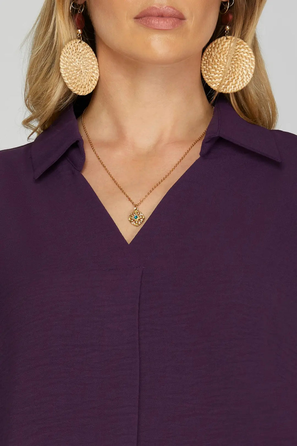 SY6489R - Drop Shoulder Blouse-02-Tops/Blouses-She + Sky-Krista Anne's Boutique, Women's Fashion and Accessories Located in Oklahoma City, OK and Black Mountain, NC