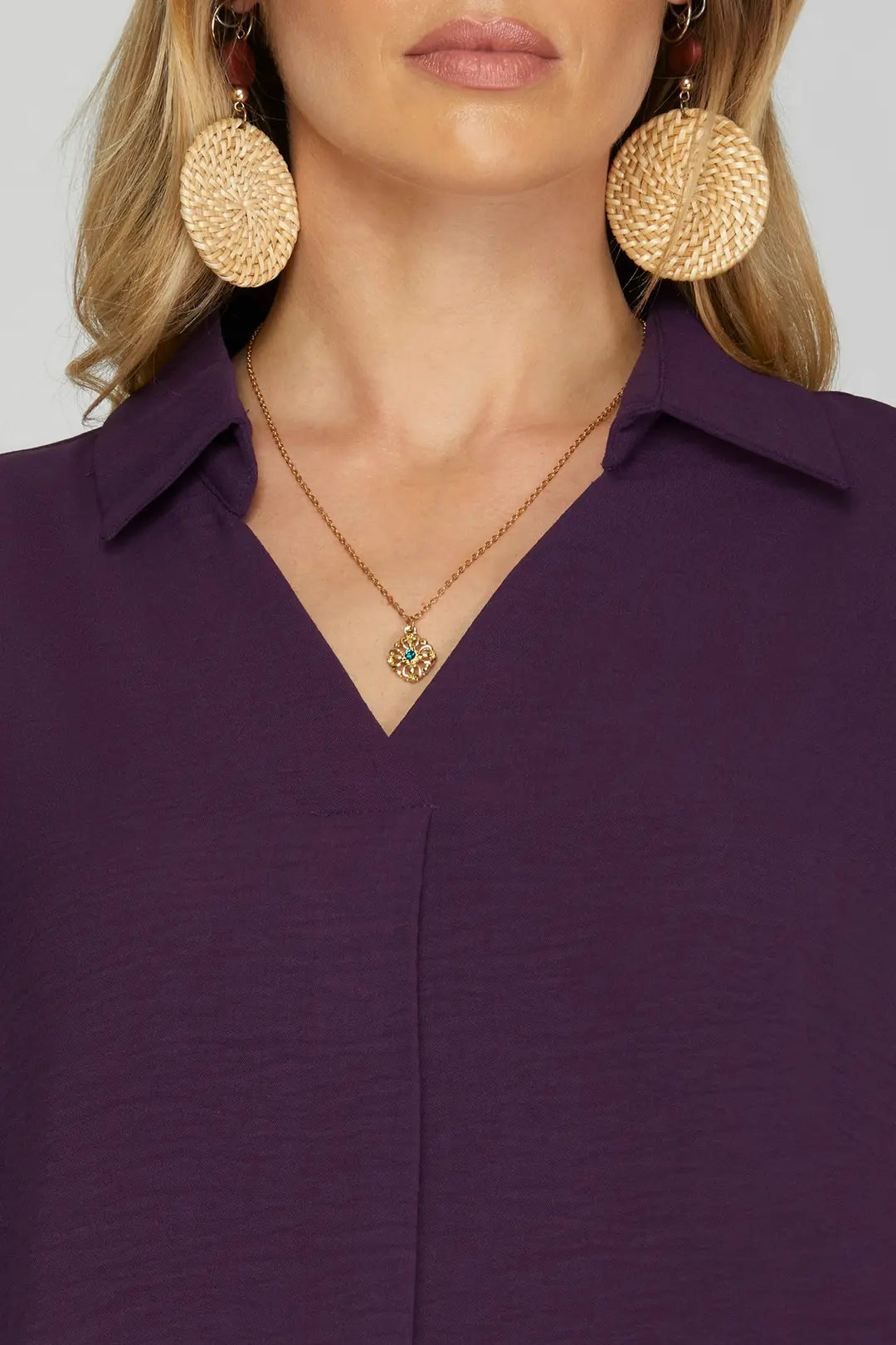 SY6489R - Drop Shoulder Blouse-02-Tops/Blouses-She + Sky-Krista Anne's Boutique, Women's Fashion and Accessories Located in Oklahoma City, OK and Black Mountain, NC