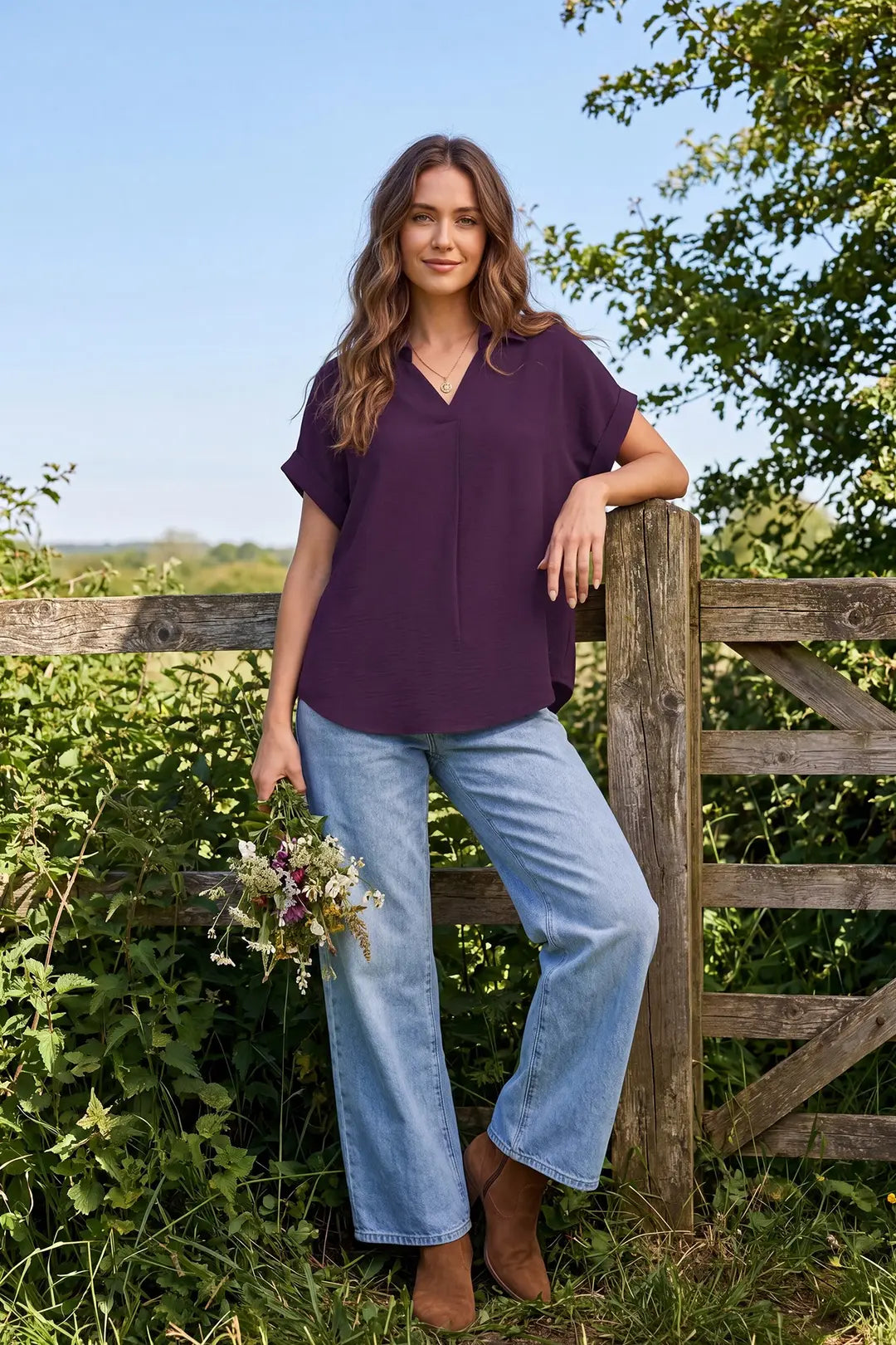 SY6489R - Drop Shoulder Blouse-02-Tops/Blouses-She + Sky-Krista Anne's Boutique, Women's Fashion and Accessories Located in Oklahoma City, OK and Black Mountain, NC