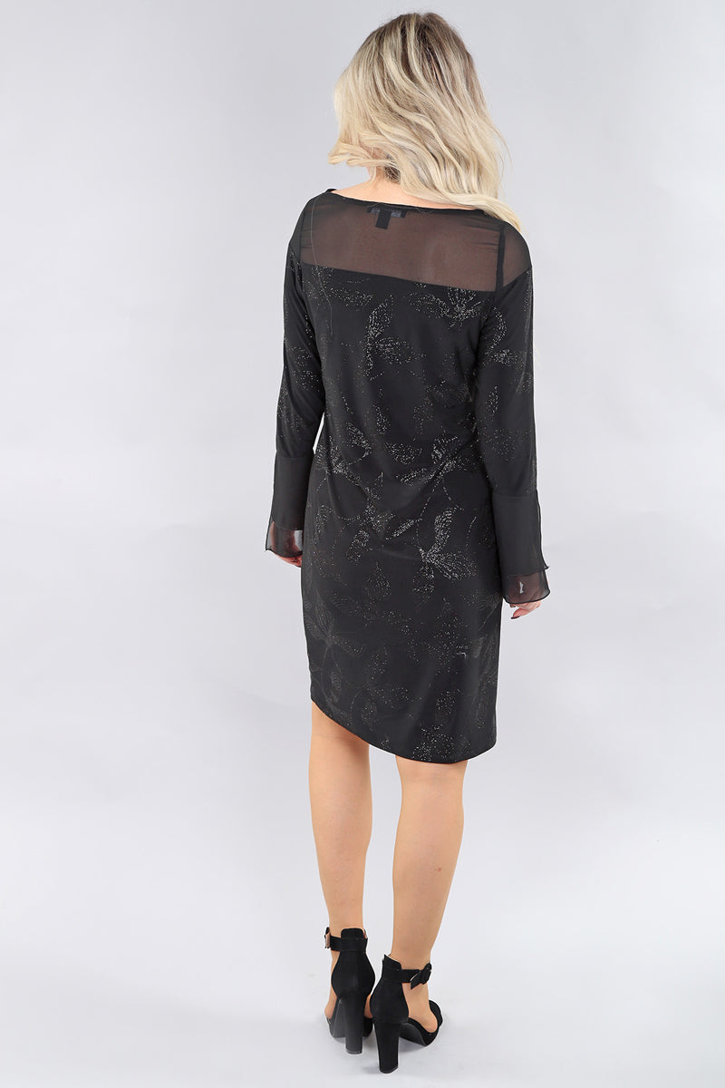 25F3909 - Sparkle Foliage Semi Mesh Dress-06-Dresses/Jumpsuits-Michael Tyler Collections-Krista Anne's Boutique, Women's Fashion and Accessories Located in Oklahoma City, OK and Black Mountain, NC