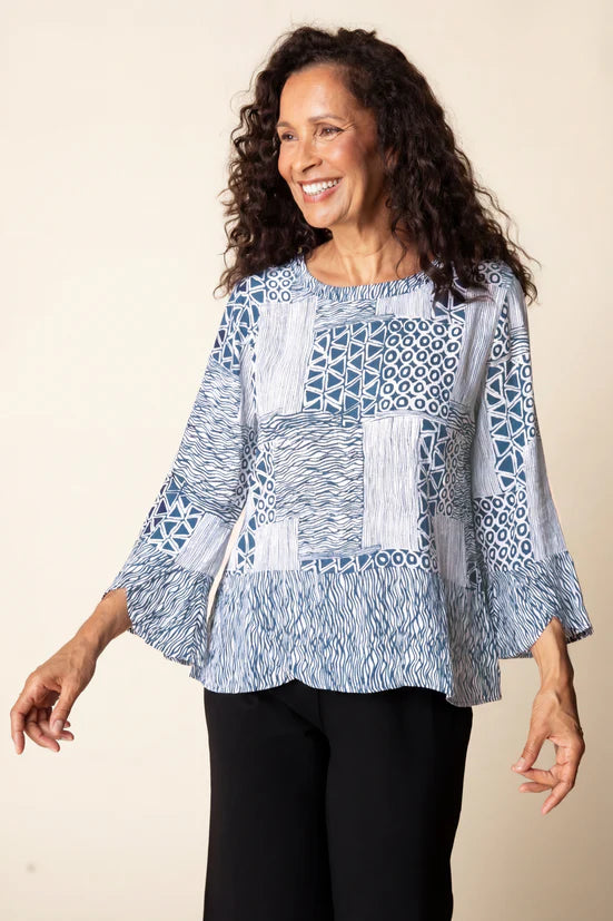 39405 - Crepe Bali Mixed Pullover-02-Tops/Blouses-Habitat-Krista Anne's Boutique, Women's Fashion and Accessories Located in Oklahoma City, OK and Black Mountain, NC