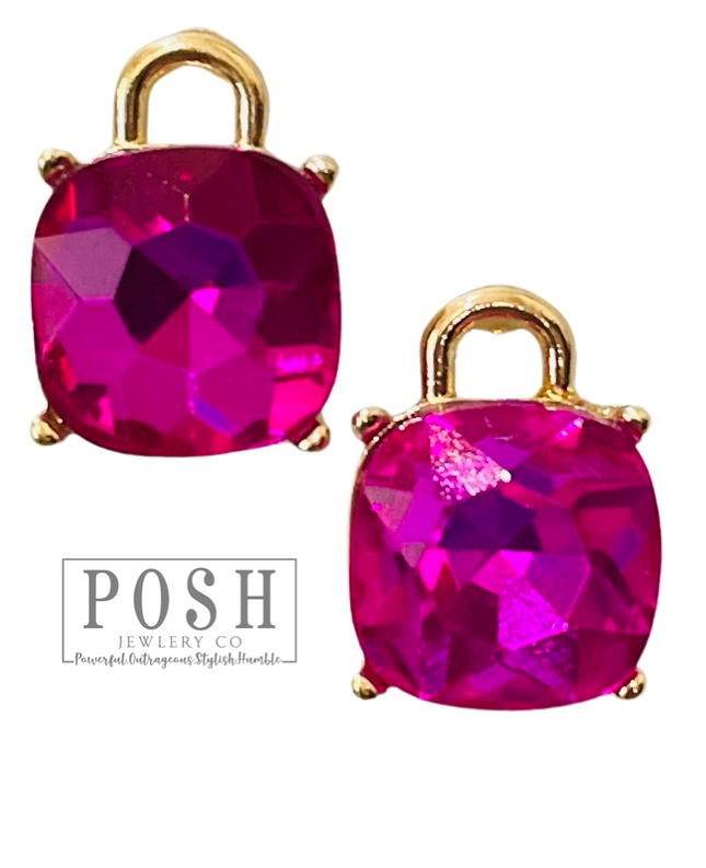 9PE294 - Square rhinestone post earring-10-Jewelry-Pink Panache Brands-Krista Anne's Boutique, Women's Fashion and Accessories Located in Oklahoma City, OK and Black Mountain, NC