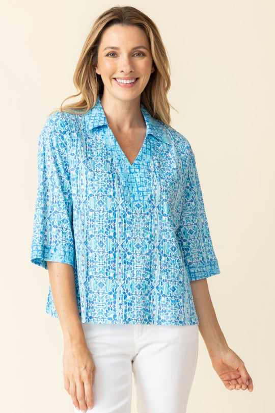 40527 - Crinkle Cotton Miami Terrace Top-02-Tops/Blouses-Habitat-Krista Anne's Boutique, Women's Fashion and Accessories Located in Oklahoma City, OK and Black Mountain, NC