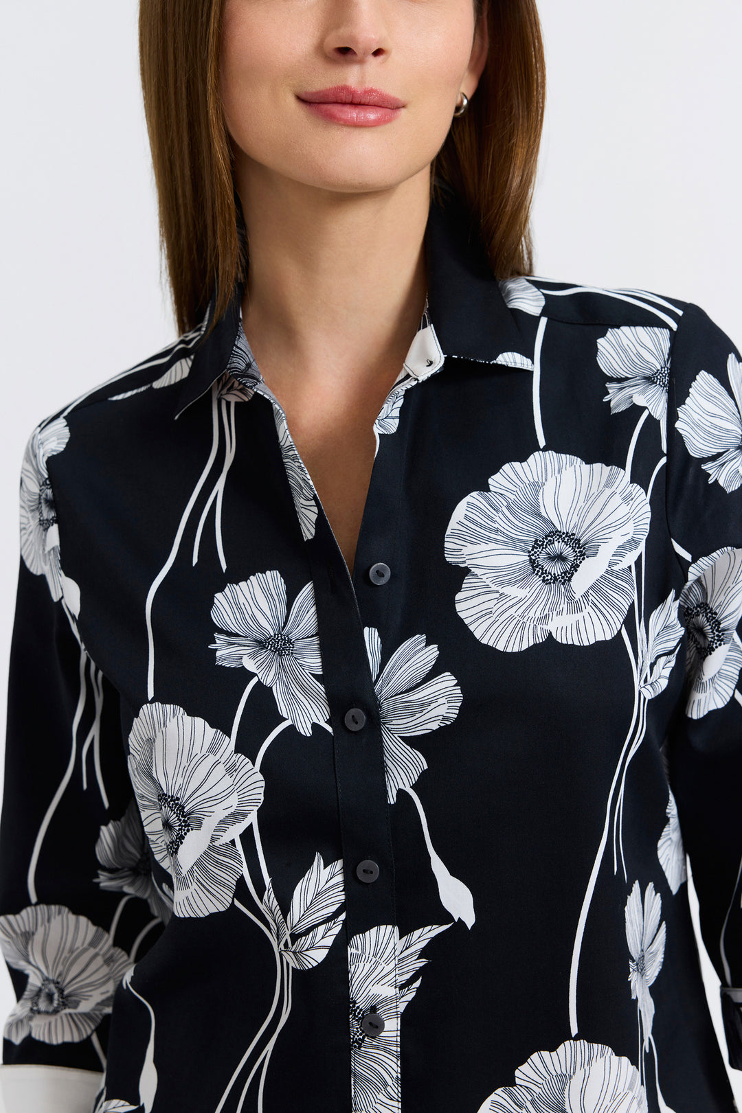 203723 - Margie 3/4 Poppy Blouse-02-Tops/Blouses-Foxcroft-Krista Anne's Boutique, Women's Fashion and Accessories Located in Oklahoma City, OK and Black Mountain, NC
