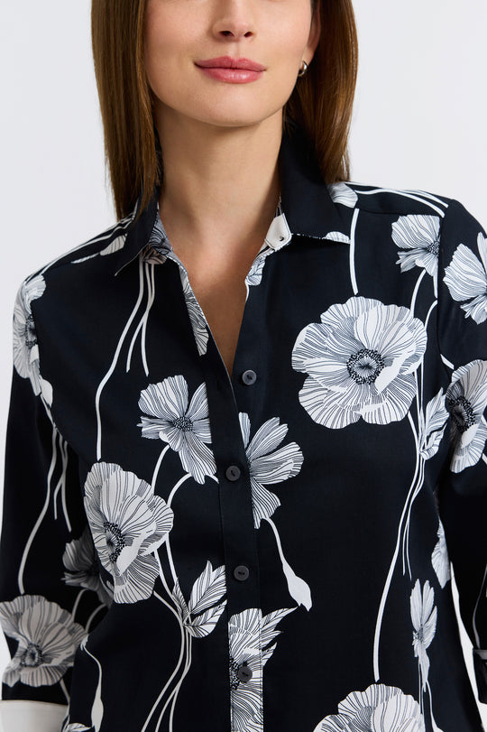 203723 - Margie 3/4 Poppy Blouse-02-Tops/Blouses-Foxcroft-Krista Anne's Boutique, Women's Fashion and Accessories Located in Oklahoma City, OK and Black Mountain, NC