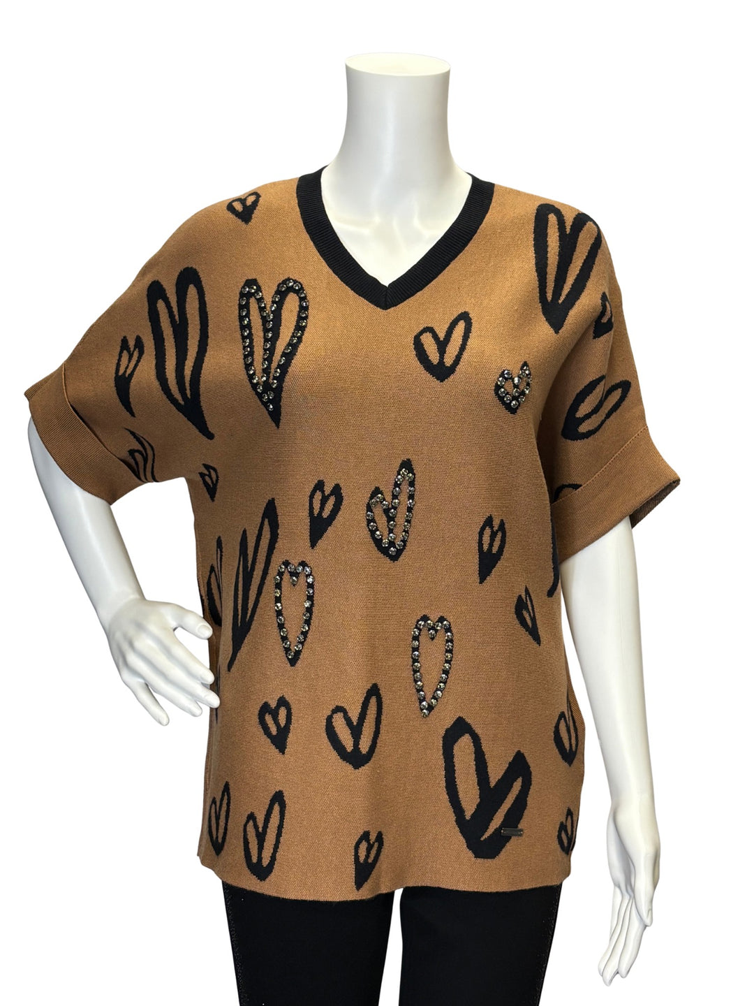 FE775 - Urban Vibe Hearts Tunic-02-Tops/Blouses-Picadilly-Krista Anne's Boutique, Women's Fashion and Accessories Located in Oklahoma City, OK and Black Mountain, NC