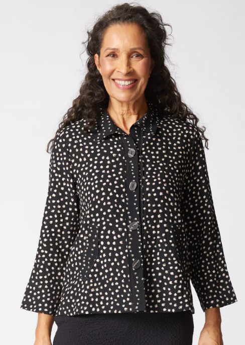35649 - Express Dot Mix Pleat Back Jacket-01-Jackets/Blazers-Habitat-Krista Anne's Boutique, Women's Fashion and Accessories Located in Oklahoma City, OK and Black Mountain, NC