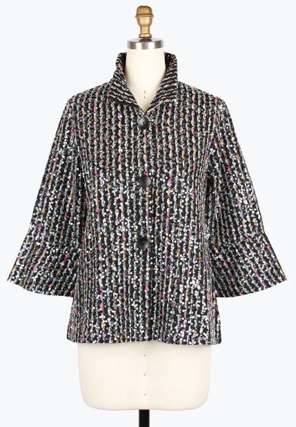 4978 - Sequin Chenille Stripe Jacket-01-Jackets/Blazers-Damee-Krista Anne's Boutique, Women's Fashion and Accessories Located in Oklahoma City, OK and Black Mountain, NC