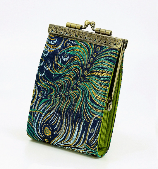 CHR-61 - Brocade Peacock Card Wallet with RFID Protection-12-Gifts-Cathayana-Krista Anne's Boutique, Women's Fashion and Accessories Located in Oklahoma City, OK and Black Mountain, NC