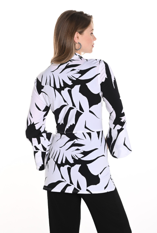 256135 - Palm Print Flutter Sleeve Jacket-01-Jackets/Blazers-Frank Lyman-Krista Anne's Boutique, Women's Fashion and Accessories Located in Oklahoma City, OK and Black Mountain, NC