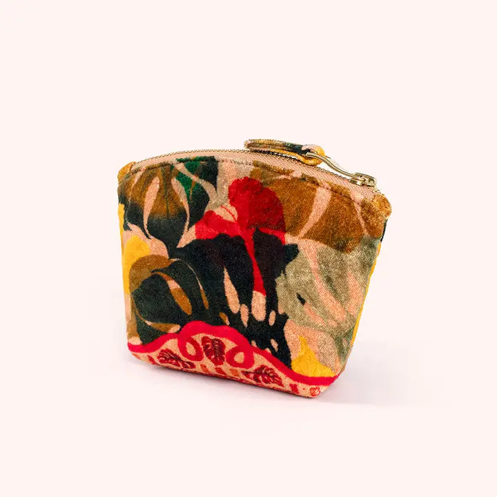 PVMP2 - Exotic Leaves Velvet Mini Pouch-09-Accessories-Powder-Krista Anne's Boutique, Women's Fashion and Accessories Located in Oklahoma City, OK and Black Mountain, NC