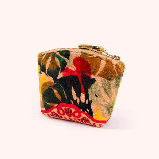PVMP2 - Exotic Leaves Velvet Mini Pouch-09-Accessories-Powder-Krista Anne's Boutique, Women's Fashion and Accessories Located in Oklahoma City, OK and Black Mountain, NC