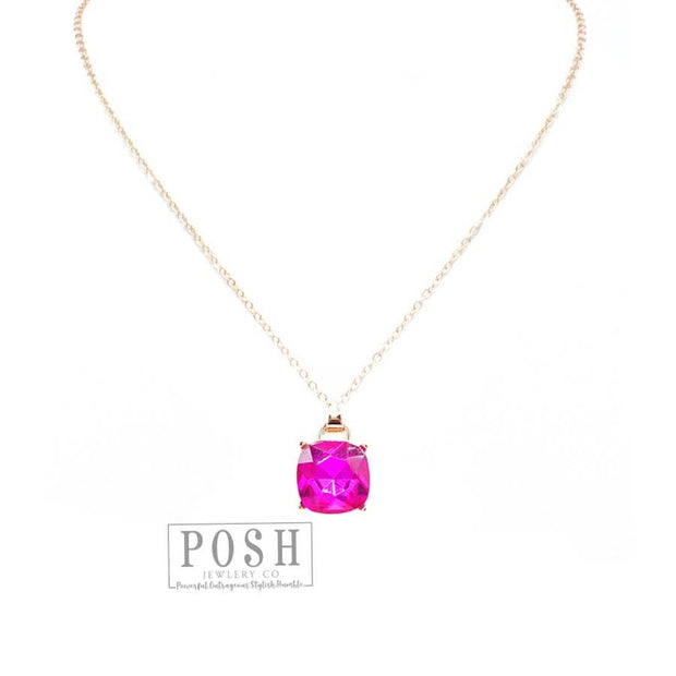 9PN153 - Square rhinestone on chain necklace-10-Jewelry-Pink Panache Brands-Krista Anne's Boutique, Women's Fashion and Accessories Located in Oklahoma City, OK and Black Mountain, NC