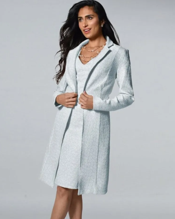 228233 - Ornate Long Coat-7-Coats/Outerwear-Frank Lyman-Krista Anne's Boutique, Women's Fashion and Accessories Located in Oklahoma City, OK