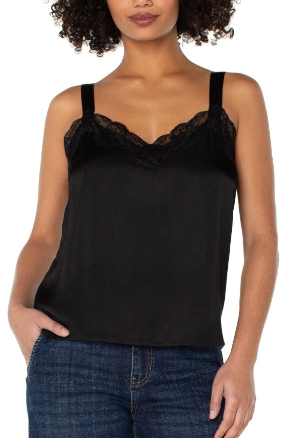 LM8J21PS6 - Woven Tank w/ Lace Trim-03-Tees/Tanks-Liverpool-Krista Anne's Boutique, Women's Fashion and Accessories Located in Oklahoma City, OK and Black Mountain, NC