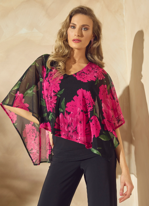 241100 - Floral Overlay Blouse-2-Tops/Blouses-Frank Lyman-Krista Anne's Boutique, Women's Fashion and Accessories Located in Oklahoma City, OK