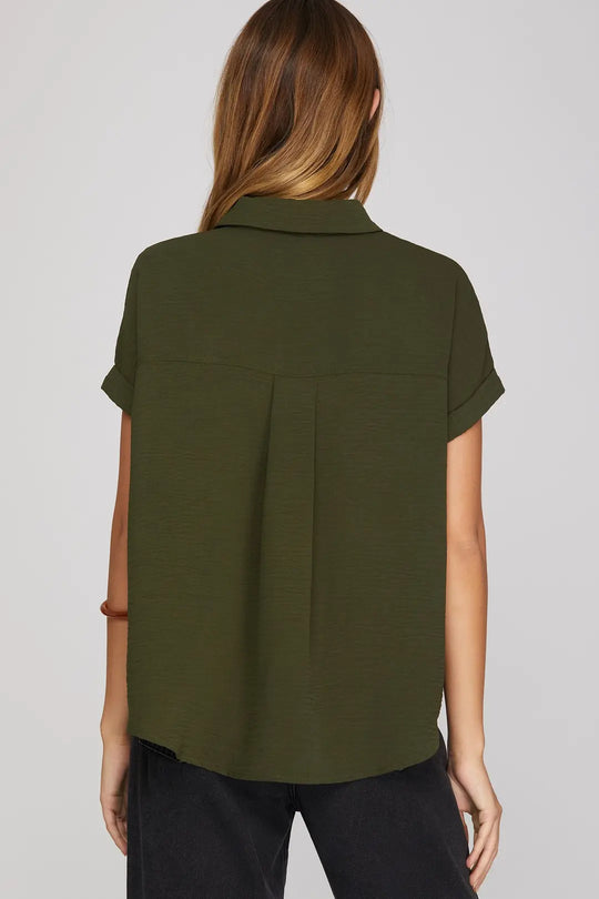 SY6489R - Drop Shoulder Blouse-02-Tops/Blouses-She + Sky-Krista Anne's Boutique, Women's Fashion and Accessories Located in Oklahoma City, OK and Black Mountain, NC