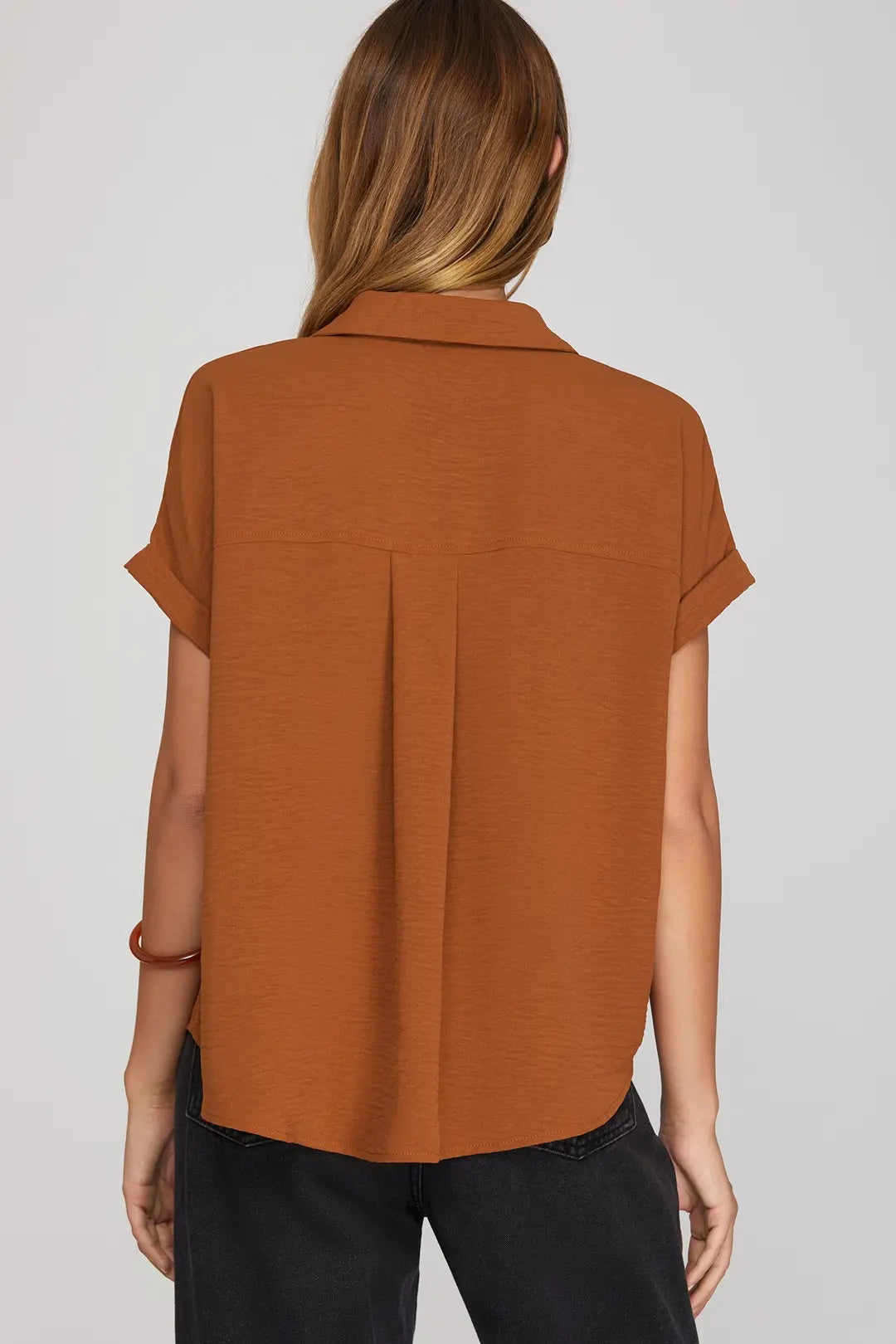 SY6489R - Drop Shoulder Blouse-02-Tops/Blouses-She + Sky-Krista Anne's Boutique, Women's Fashion and Accessories Located in Oklahoma City, OK and Black Mountain, NC