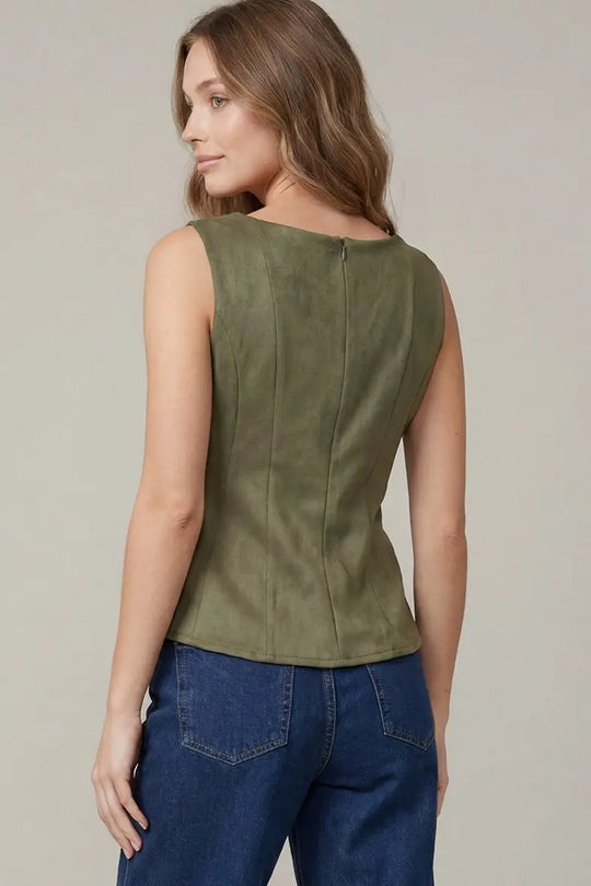 ST1453-T - Sleeveless Suede Peplum Top-02-Tops/Blouses-She + Sky-Krista Anne's Boutique, Women's Fashion and Accessories Located in Oklahoma City, OK and Black Mountain, NC