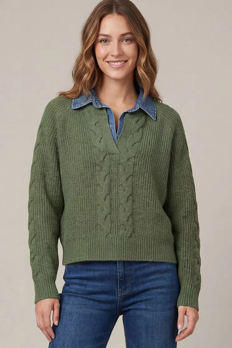 ST1623 - Two-fer Denim Sweater Combo-05-Sweaters-She + Sky-Krista Anne's Boutique, Women's Fashion and Accessories Located in Oklahoma City, OK and Black Mountain, NC